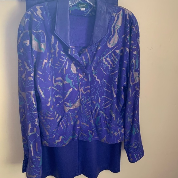 Vintage DANIER | Retro 80’s Canada Genuine Leather Skirt & Jacket // Purple Gold - Picture 1 of 5